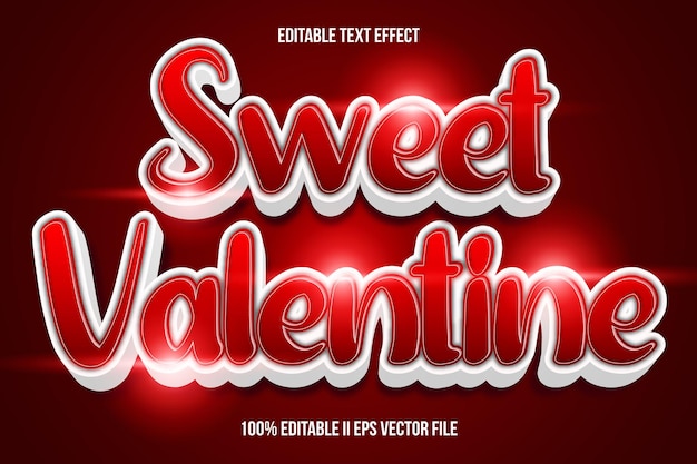 Sweet Valentine Efecto de texto editable Estilo de gradiente en relieve 3D