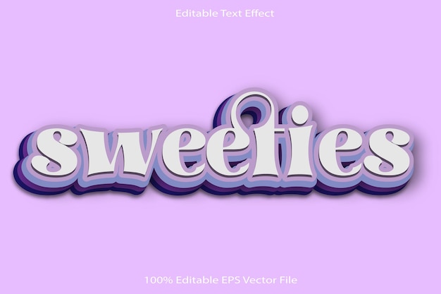 Sweeties Efecto de texto editable Relieve 3d Estilo degradado de dibujos animados