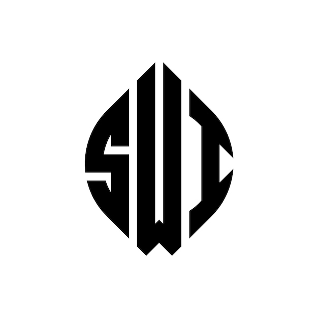 SWI diseño de logotipo de letra de círculo con forma de círculo y elipse SWI letras de elipse con estilo tipográfico Las tres iniciales forman un logotipo de círculo SWI emblema de círculo Monograma abstracto letra marca vector
