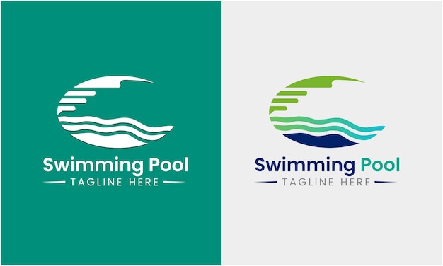 SwimmiSwimming pool símbolo icono concepto vectorial del logotipo agua mar ng diseño de la piscina