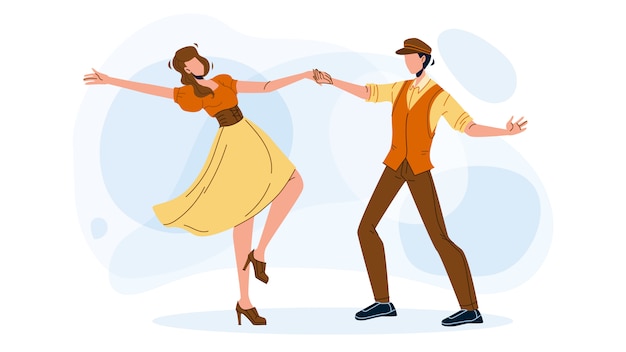 Vector swing dance party bailando pareja joven