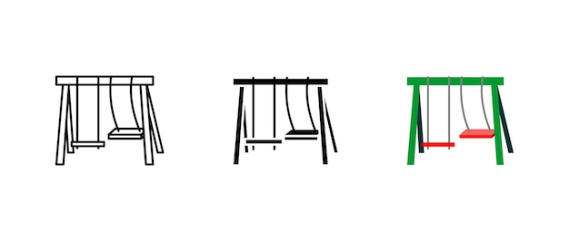 Swing icon Playground and outdoor play sign Kids amusement symbol Hanging seat pictogram