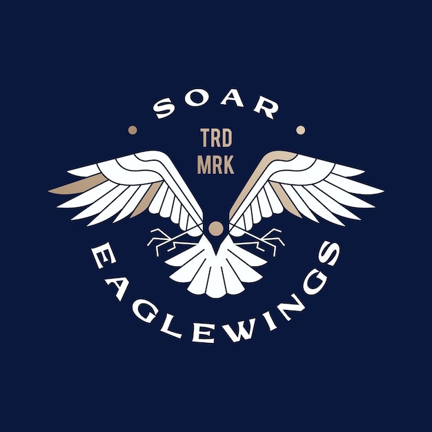 Swooping eagle volando soar alas logo emblema insignia círculo circular vector icono ilustración