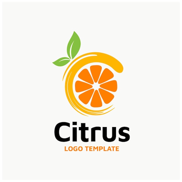 Swoosh de fruta naranja fresca, rebanada de limón, lima, pomelo, cítricos, diseño de logotipo