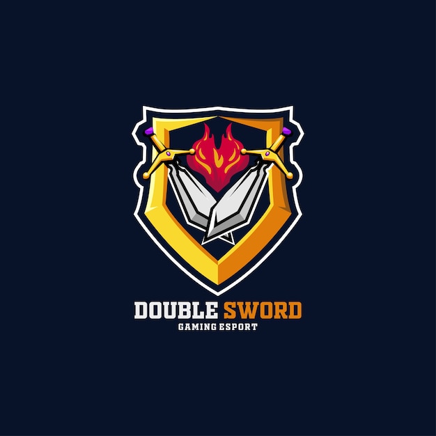 Sword fire e-sport logo doble