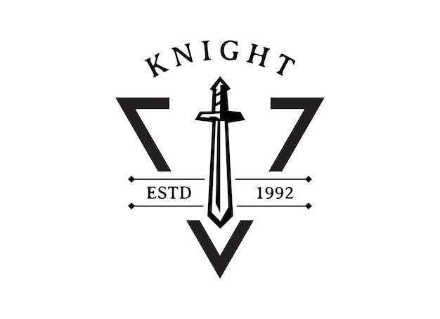 Sword Knight Logo Design Caballero imperio vector logo