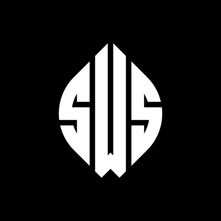 Vector sws diseño de logotipo de letra de círculo con forma de círculo y elipse sws letras de elipse con estilo tipográfico las tres iniciales forman un logotipo de círculo sws círculo emblema monograma abstracto letra marca vector