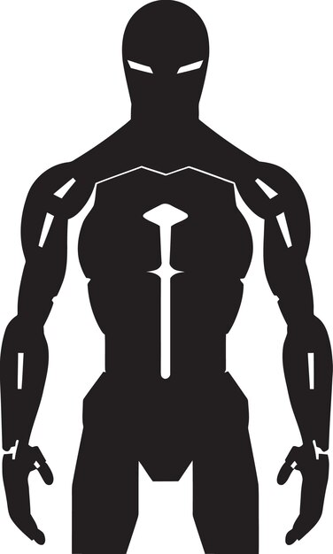 Vector syntheticvisage logo robótico roboforma emblema futurista de android el logotipo robótico de synthesisvisage se encuentra ubicado en la parte superior de la pantalla.