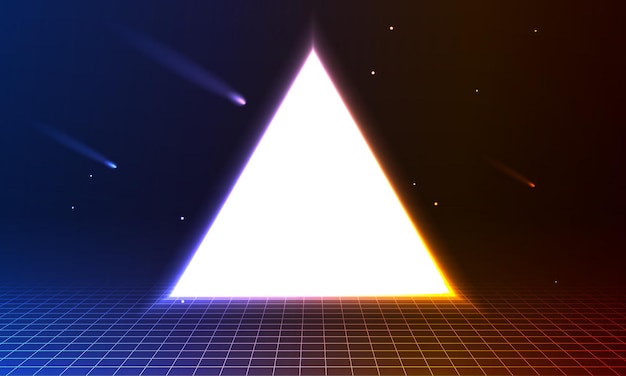 Synthwave estructura alámbrica neta ilustración Fondo digital abstracto 80s 90s Retro futurismo Retro