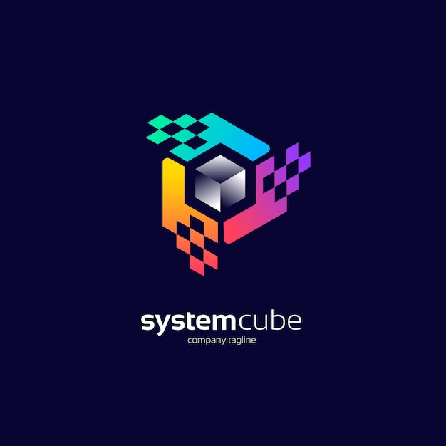 Vector system cube logo tempalte