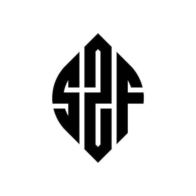 SZF diseño de logotipo de letras circulares con forma de círculo y elipse SZF letras elípticas con estilo tipográfico Las tres iniciales forman un logotipo de círculo SZF emblema de círculo Monograma abstracto letra marca vector