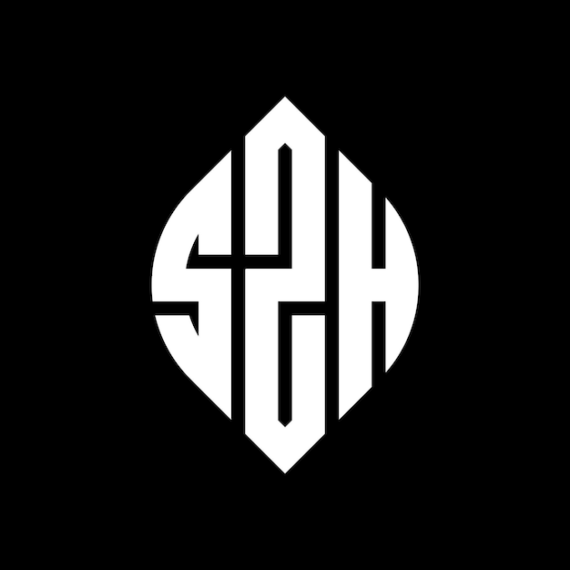 SZH diseño de logotipo de letras circulares con forma de círculo y elipse SZH letras elípticas con estilo tipográfico Las tres iniciales forman un logotipo de círculo SZH emblema de círculo Monograma abstracto letra marca vector