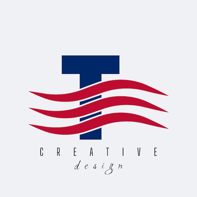 T Concept de logotipo de diseño de moda Logotipo de icono creativo con ilustración vectorial de ondas de sonido