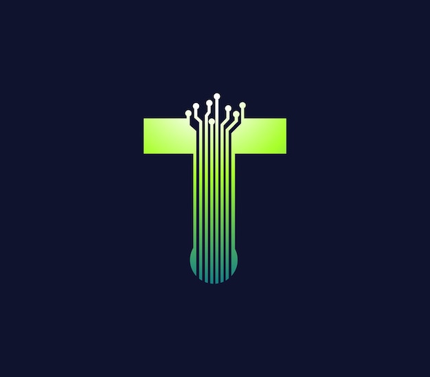 T El diseño del logotipo del circuito de datos de T Alphabet Technology Concept de la compañía