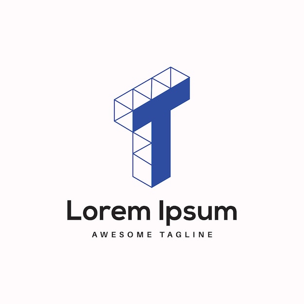 T Diseño de logotipo de letras en 3D Icono libre