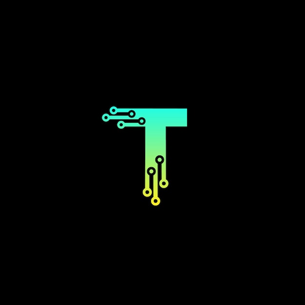 T icono de tecnología de letras creativas modernas t vector de diseño de logotipo tecnológico