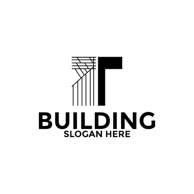 Vector t letra y diseño de logotipo de construcción arquitectura modelo vectorial de logotipo
