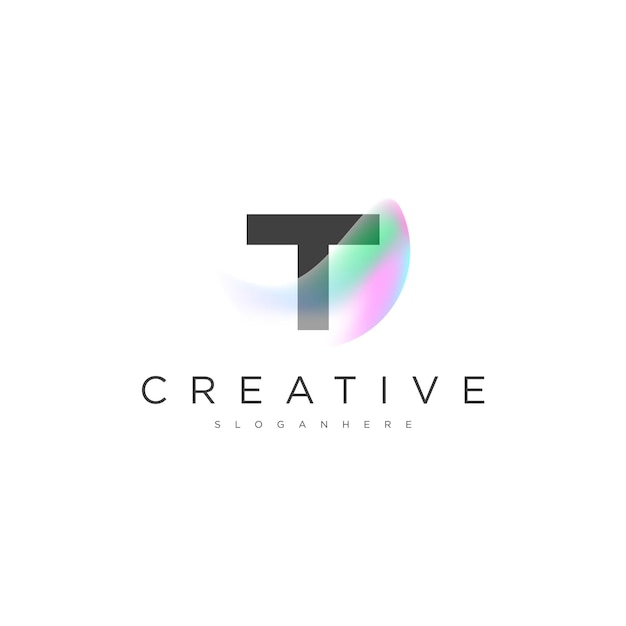 T logotipo sencillo del gradiente inicial
