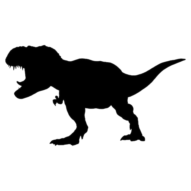 Vector t rex silueta aislado negro en fondo blanco