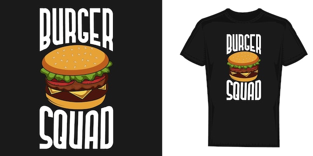 T-shirt de amante de la comida del escuadrón de hamburguesas graciosas plantilla vectorial de diseño