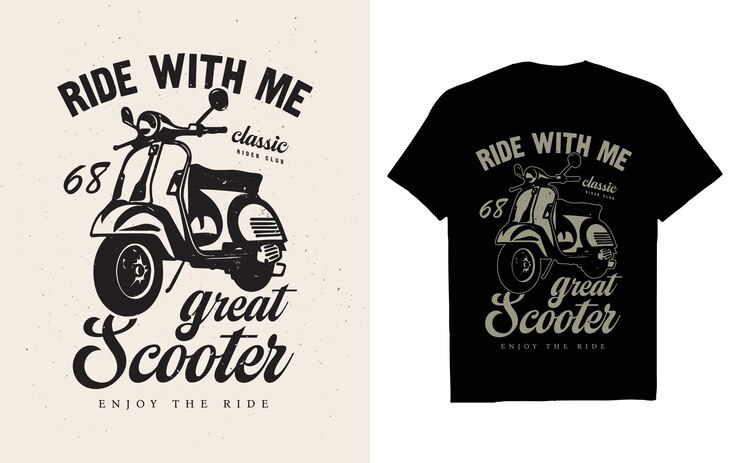 T-shirt americano de scooter vintage diseño gráfico vectorial cartel de camiseta de scooter de vintage logotipo de camisa de motocicletas antiguas