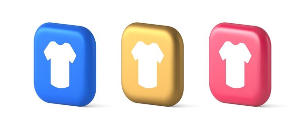 T-shirt botón de compras en línea pedido en Internet compra íconos realistas en 3D