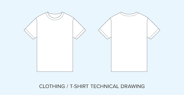 Vector t-shirt dibujo técnico diseño de prendas de vestir para diseñadores de moda