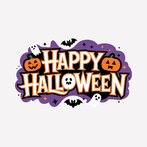 T-shirt de Halloween feliz diseño tipografía en un fondo blanco aislado