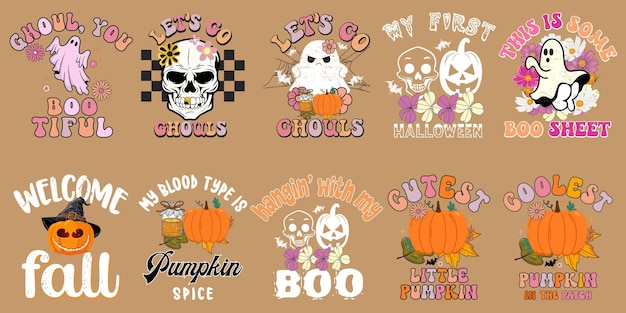 T-shirt de Halloween T-shirt vectorial diseño de Halloween calabaza ilustración vectorial de Halloween