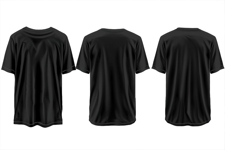 Vector t-shirt masculino patrón de maqueta negra vectorial con manga corta y cuello redondo maqueta de maqueta de ropa masculina