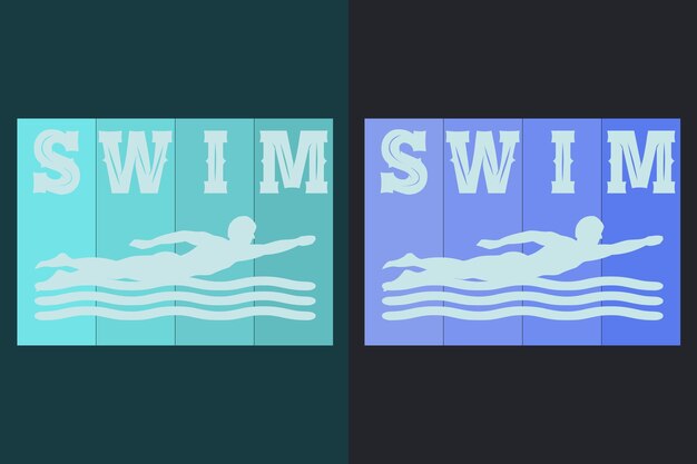 T-shirt de natación tipografía vectorial ilustración antigua diseño de camiseta de natación impresa