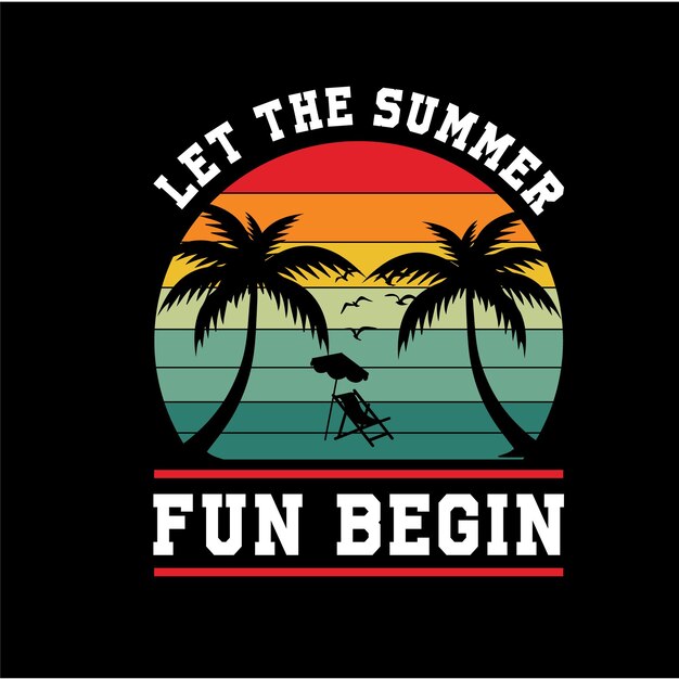T-shirt de playa diseño tipográfico de verano