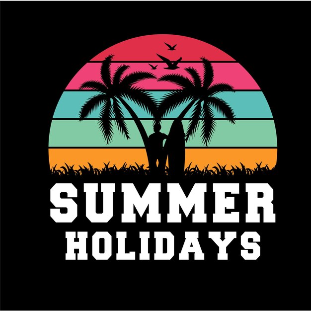 T-shirt de playa diseño tipográfico de verano