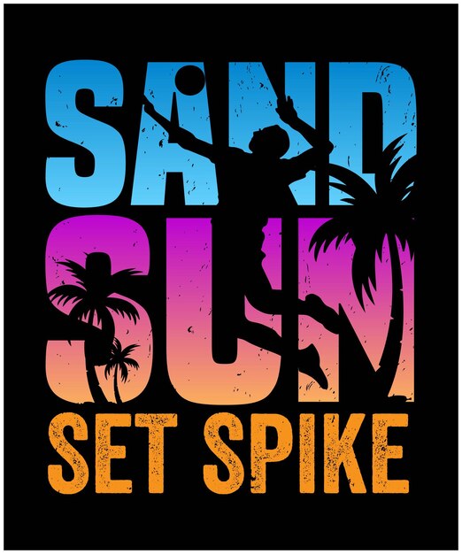 T-Shirt de voleibol de playa Diseño Sunset Retro y temas divertidos