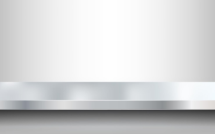 Vector tabla de acero metálico o superficie de encimera de textura realista con fondo abstracto de reflejo