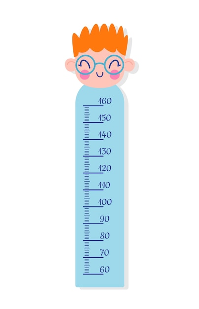 Vector tabla de altura de niños con niño