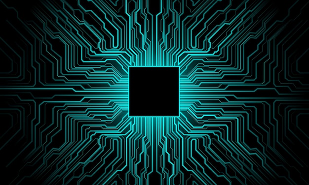 Tabla de circuito azul tabla madre de computadora cibernética vector de fondo de tecnología futurista digital negro