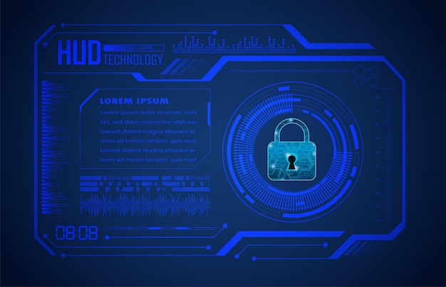 tabla de circuitos binarios mundo tecnología futura azul hud concepto de seguridad cibernética antecedentes