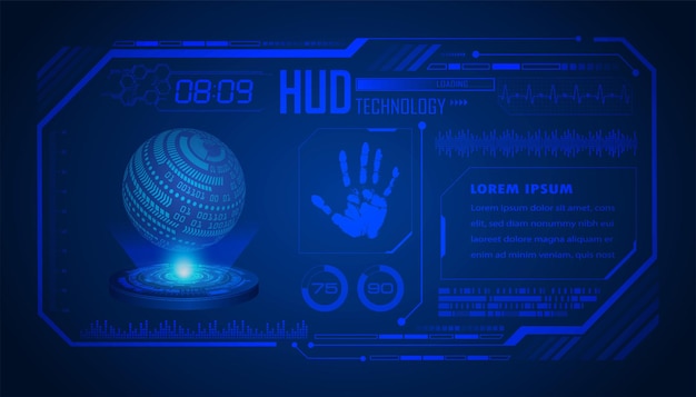 tabla de circuitos binarios mundo tecnología futura azul hud concepto de seguridad cibernética antecedentes