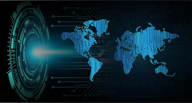 tabla de circuitos binarios mundo tecnología futura azul hud concepto de seguridad cibernética antecedentes