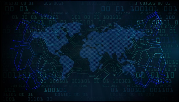 tabla de circuitos binarios mundo tecnología futura azul hud concepto de seguridad cibernética antecedentes