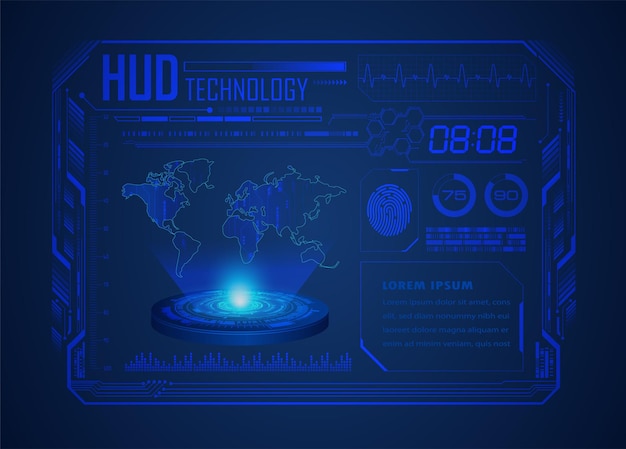 tabla de circuitos binarios mundo tecnología futura azul hud concepto de seguridad cibernética antecedentes