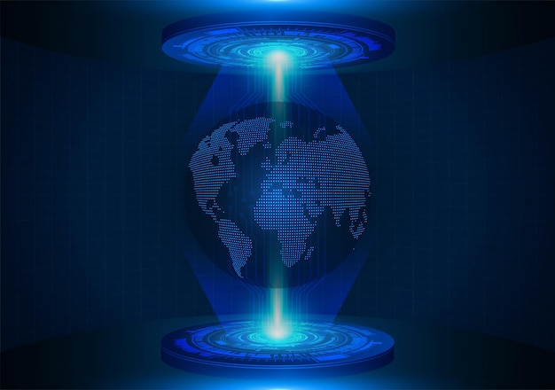 tabla de circuitos binarios mundo tecnología futura azul hud concepto de seguridad cibernética antecedentes