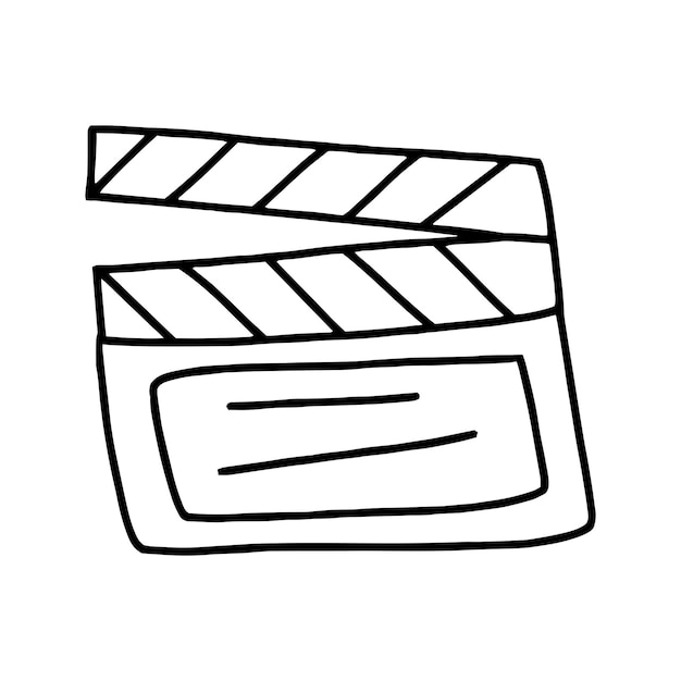 Tabla de clapperboard de película en estilo doodle Vector aislado en fondo blanco