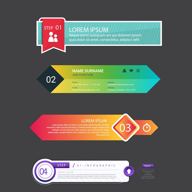 Tabla de contenidos de gradiente infográfico Vector