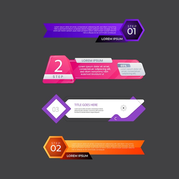 Tabla de contenidos de gradiente infográfico Vector