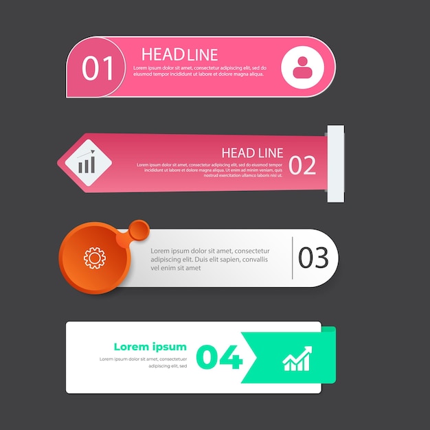 Tabla de contenidos de gradiente infográfico Vector