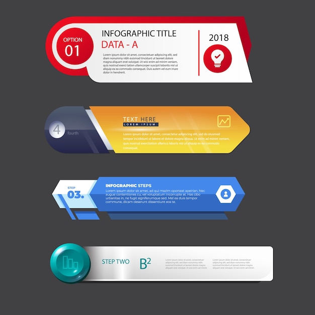 Tabla de contenidos de gradiente infográfico Vector