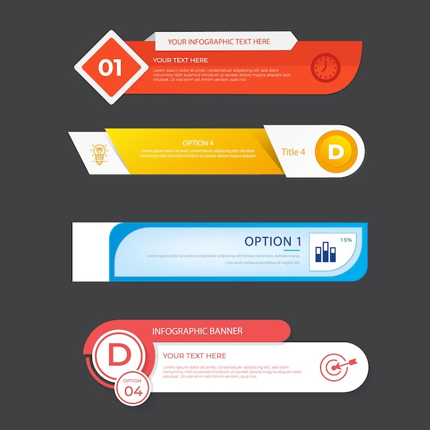 Tabla de contenidos de gradiente infográfico Vector