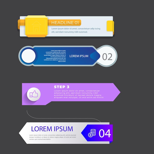 Tabla de contenidos de gradiente infográfico Vector